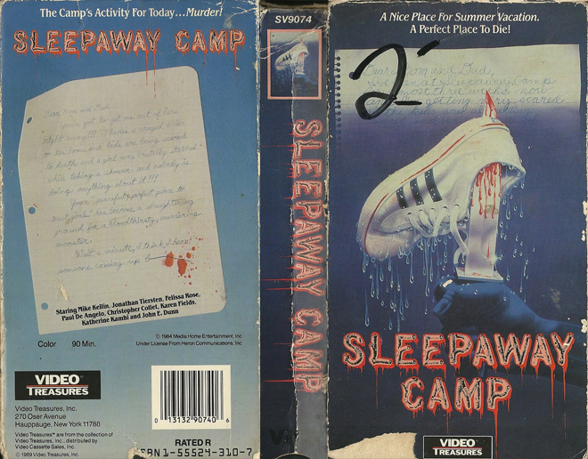 SLEEPAWAY CAMP VIDEO TREASURES, HORROR, ACTION EXPLOITATION, ACTION, ACTIONXPLOITATION, SCI-FI, MUSIC, THRILLER, SEX COMEDY,  DRAMA, SEXPLOITATION, VHS COVER, VHS COVERS, DVD COVER, DVD COVERS