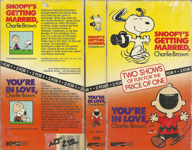 SNOOPYS GETTING MARRIED CHARLIE BROWN AND YOURE IN LOVE CHARLIE BROWN VHS COVER