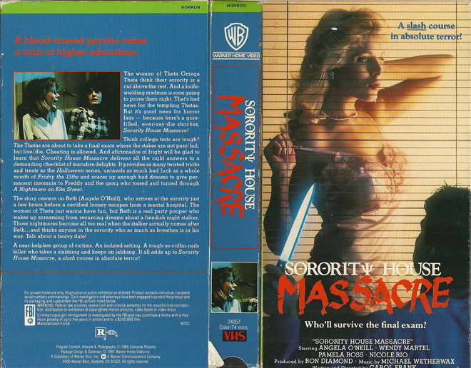 SORORITY HOUSE MASSACRE VHS COVER
