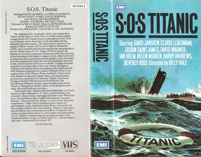 SOS TITANIC, VESTRON VIDEO INTERNATIONAL, BIG BOX, HORROR, ACTION EXPLOITATION, ACTION, HORROR, SCI-FI, MUSIC, THRILLER, SEX COMEDY,  DRAMA, SEXPLOITATION, VHS COVER, VHS COVERS, DVD COVER, DVD COVERS
