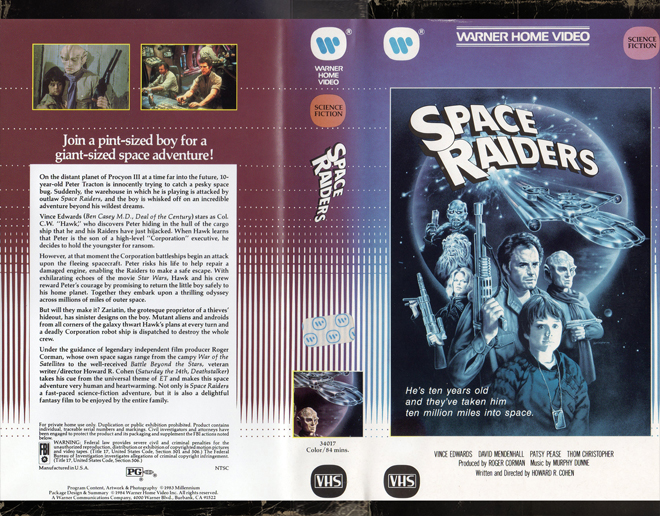 SPACE RAIDERS SCIENCE FICTION VHS COVER, VHS COVERS
