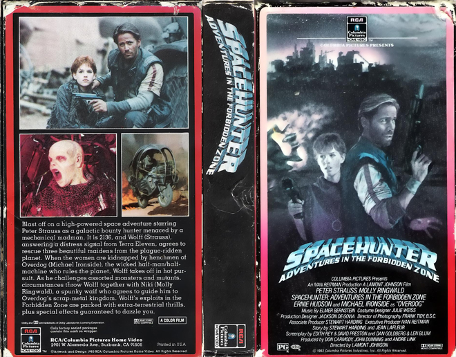 SPACEHUNTER ADVENTURES IN THE FORBIDDEN ZONE, HORROR, ACTION EXPLOITATION, ACTION, HORROR, SCI-FI, MUSIC, THRILLER, SEX COMEDY,  DRAMA, SEXPLOITATION, VHS COVER, VHS COVERS, DVD COVER, DVD COVERS