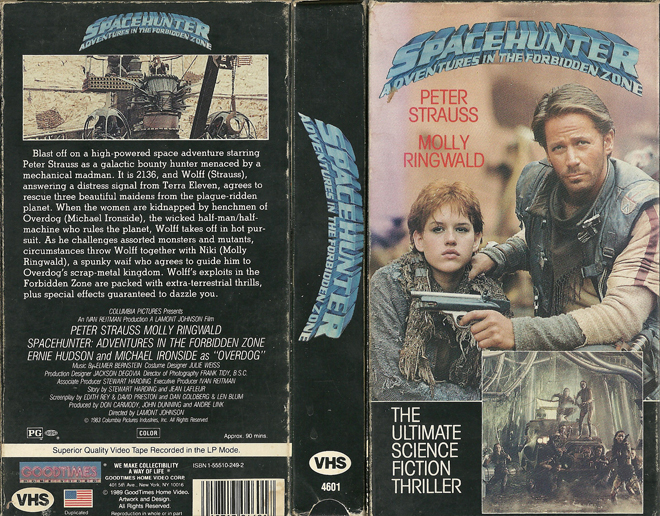 SPACEHUNTER : ADVENTURES IN THE FORBIDDEN ZONE, BIG BOX VHS, HORROR, ACTION EXPLOITATION, ACTION, ACTIONXPLOITATION, SCI-FI, MUSIC, THRILLER, SEX COMEDY,  DRAMA, SEXPLOITATION, VHS COVER, VHS COVERS, DVD COVER, DVD COVERS