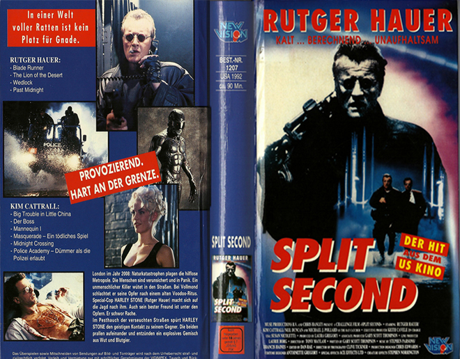 SPLIT SECOND GERMAN VHS, ACTION VHS COVER, HORROR VHS COVER, BLAXPLOITATION VHS COVER, HORROR VHS COVER, ACTION EXPLOITATION VHS COVER, SCI-FI VHS COVER, MUSIC VHS COVER, SEX COMEDY VHS COVER, DRAMA VHS COVER, SEXPLOITATION VHS COVER, BIG BOX VHS COVER, CLAMSHELL VHS COVER, VHS COVER, VHS COVERS, DVD COVER, DVD COVERS