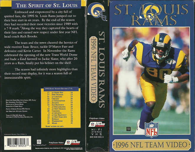 ST LOUIS RAMS 1996 NFL TEAM VIDEO VHS COVER