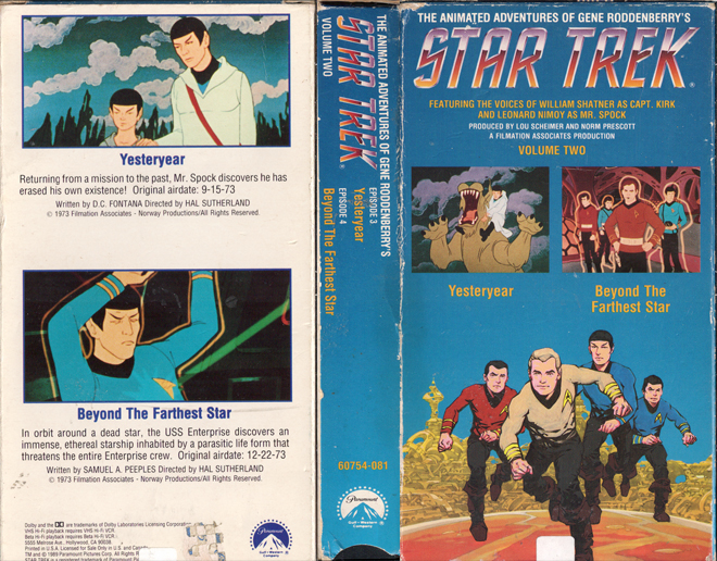 STAR TREK THE ANIMATED SERIES : YESTERYEAR AND BEYOND THE FARTHEST STAR