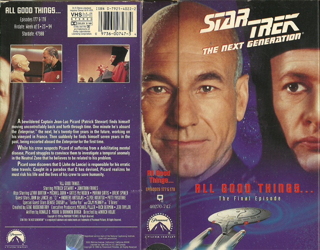 STAR TREK THE NEXT GENERATION : ALL GOOD THINGS VHS COVER