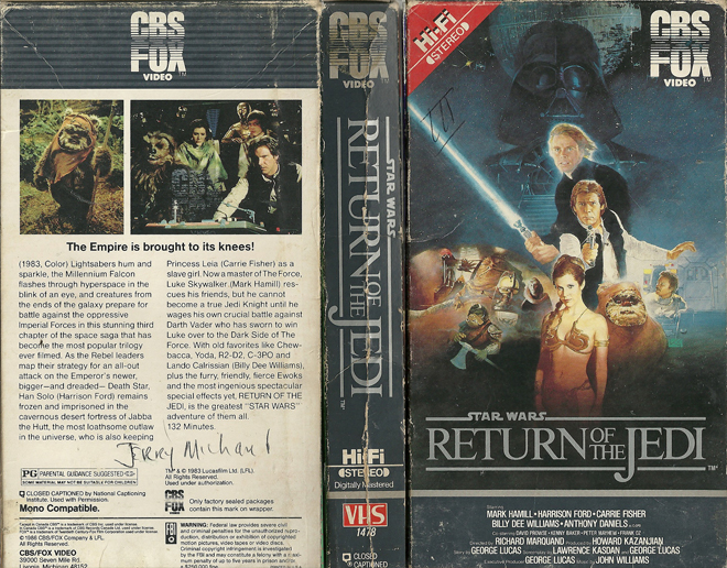 STAR WARS : RETURN OF THE JEDI VHS COVER