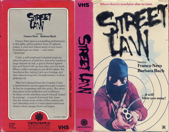 STREET LAW FRANCO NERO BARBARA BACH VHS COVER, VHS COVERS