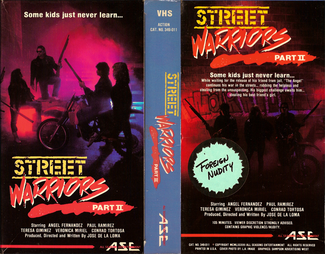 STREET WARRIORS PART II, HORROR VHS, ACTION EXPLOITATION VHS, ACTION VHS, HORROR, SCI-FI VHS, MUSIC VHS, THRILLER VHS, SEX COMEDY VHS, DRAMA VHS, SEXPLOITATION VHS, BIG BOX VHS, CLAMSHELL VHS, VHS COVER, VHS COVERS, DVD COVER, DVD COVERS