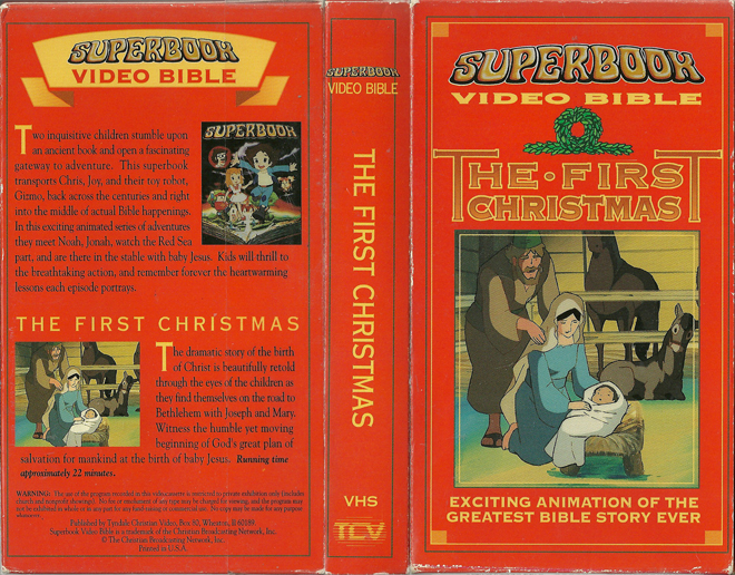 SUPERBOOK VIDEO BIBLE - THE FIRST CHRISTMAS, ACTION VHS COVER, HORROR VHS COVER, BLAXPLOITATION VHS COVER, HORROR VHS COVER, ACTION EXPLOITATION VHS COVER, SCI-FI VHS COVER, MUSIC VHS COVER, SEX COMEDY VHS COVER, DRAMA VHS COVER, SEXPLOITATION VHS COVER, BIG BOX VHS COVER, CLAMSHELL VHS COVER, VHS COVER, VHS COVERS, DVD COVER, DVD COVERS