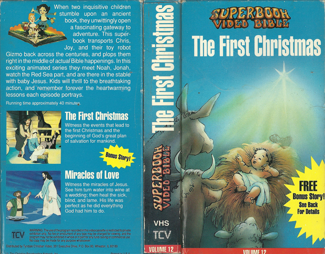 SUPERBOOK VIDEO BIBLE : THE FIRST CHRISTMAS VHS COVER, VHS COVERS