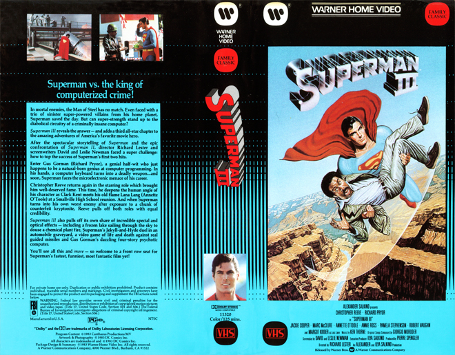 SUPERMAN 3 VHS COVERS, VHS COVER