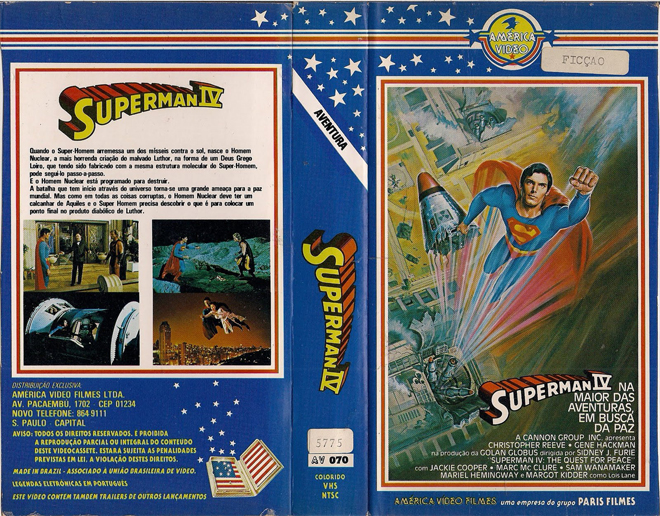 SUPERMAN 4 BRAZIL, ACTION VHS COVER, HORROR VHS COVER, BLAXPLOITATION VHS COVER, HORROR VHS COVER, ACTION EXPLOITATION VHS COVER, SCI-FI VHS COVER, MUSIC VHS COVER, SEX COMEDY VHS COVER, DRAMA VHS COVER, SEXPLOITATION VHS COVER, BIG BOX VHS COVER, CLAMSHELL VHS COVER, VHS COVER, VHS COVERS, DVD COVER, DVD COVERS