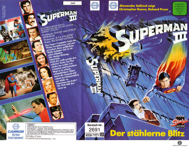 SUPERMAN III, HORROR, ACTION EXPLOITATION, ACTION, HORROR, SCI-FI, MUSIC, THRILLER, SEX COMEDY,  DRAMA, SEXPLOITATION, VHS COVER, VHS COVERS, DVD COVER, DVD COVERS