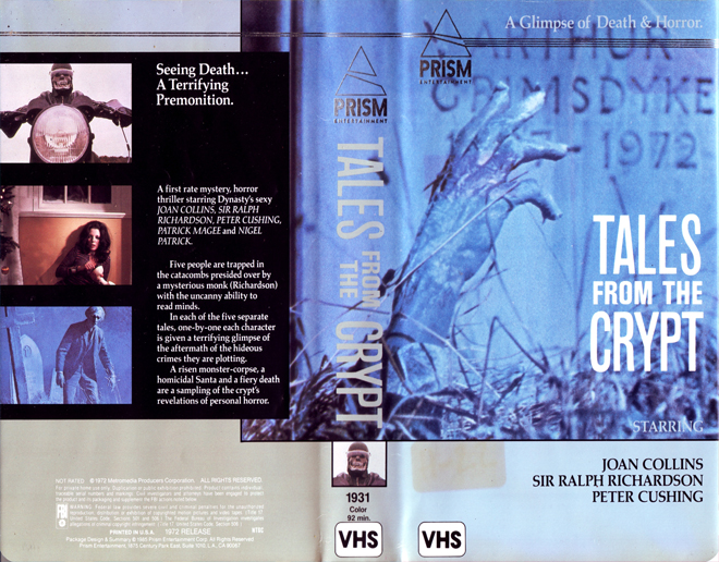 TALES FROM THE CRYPT 1972 VHS COVER