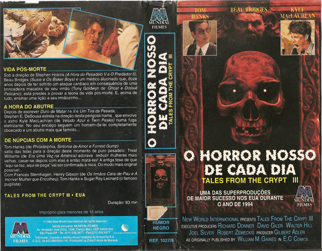 TALES FROM THE CRYPT 3, BRAZIL VHS, BRAZILIAN VHS, ACTION VHS COVER, HORROR VHS COVER, BLAXPLOITATION VHS COVER, HORROR VHS COVER, ACTION EXPLOITATION VHS COVER, SCI-FI VHS COVER, MUSIC VHS COVER, SEX COMEDY VHS COVER, DRAMA VHS COVER, SEXPLOITATION VHS COVER, BIG BOX VHS COVER, CLAMSHELL VHS COVER, VHS COVER, VHS COVERS, DVD COVER, DVD COVERS