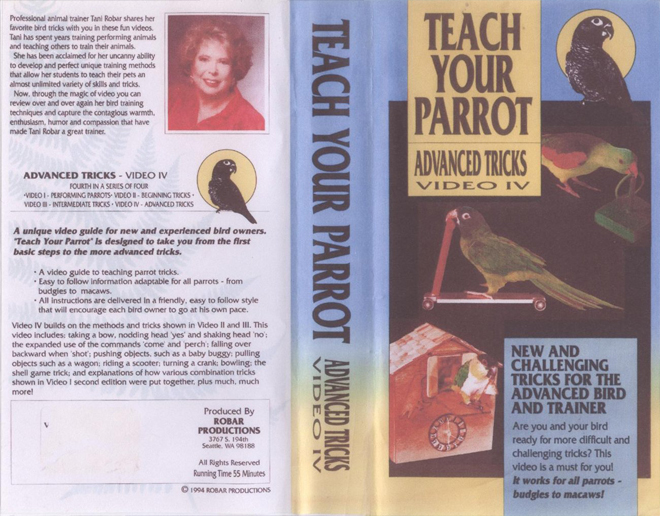 TEACH YOUR PARROT : ADVANCED TRICKS VHS COVER, VHS COVERS