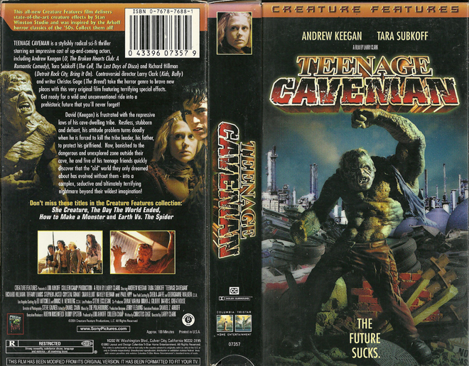 TEENAGE CAVEMAN CREATURE FEATURES VHS COVER