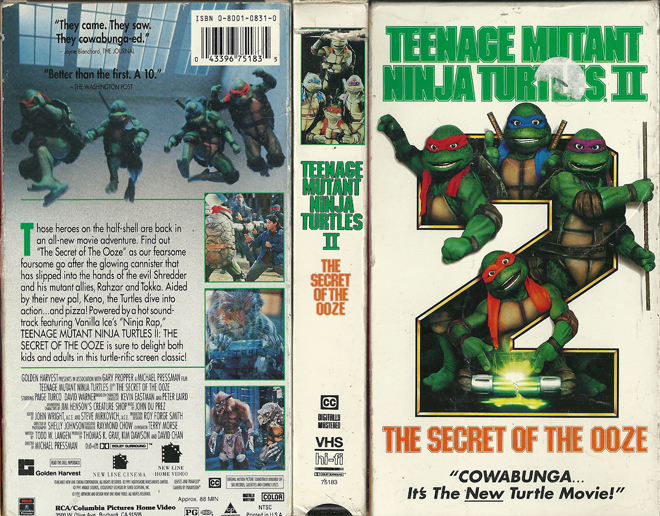 TEENAGE MUTANT NINJA TURTLES 2 : THE SECRET OF THE OOZE VHS COVER