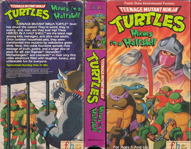 TEENAGE MUTANT NINJA TURTLES : HEROES IN A HALFSHELL VHS COVER