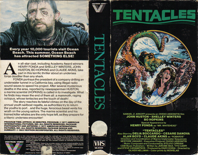 TENTACLES, HORROR, ACTION EXPLOITATION, ACTION, HORROR, SCI-FI, MUSIC, THRILLER, SEX COMEDY,  DRAMA, SEXPLOITATION, VHS COVER, VHS COVERS, DVD COVER, DVD COVERS