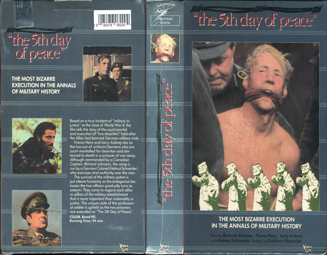 THE 5TH DAY OF PEACE VIDEO GEMS THE MOST BIZARRE EXECUTION IN THE ANNALS OF HISTORY, ACTION VHS COVER, HORROR VHS COVER, BLAXPLOITATION VHS COVER, HORROR VHS COVER, ACTION EXPLOITATION VHS COVER, SCI-FI VHS COVER, MUSIC VHS COVER, SEX COMEDY VHS COVER, DRAMA VHS COVER, SEXPLOITATION VHS COVER, BIG BOX VHS COVER, CLAMSHELL VHS COVER, VHS COVER, VHS COVERS, DVD COVER, DVD COVERS
