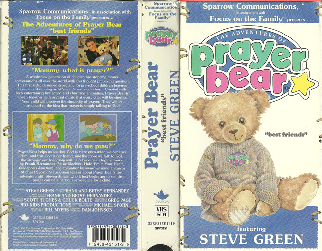 THE ADVENTURES OF PRAYER BEAR BEST FRIENDS FEATURING STEVE GREEN VHS COVER