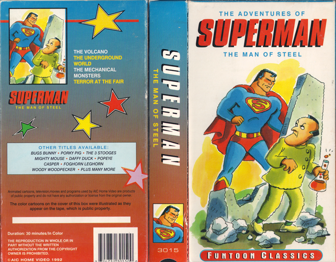 THE ADVENTURES OF SUPERMAN THE MAN OF STEEL FUNTOON CLASSICS VHS COVER
