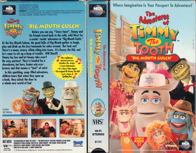 THE ADVENTURES OF TIMMY THE TOOTH : BIG MOUTH GULCH VHS COVER
