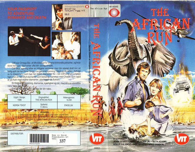 THE AFRICAN RUN, HORROR, ACTION EXPLOITATION, ACTION, HORROR, SCI-FI, MUSIC, THRILLER, SEX COMEDY, DRAMA, SEXPLOITATION, BIG BOX, CLAMSHELL, VHS COVER, VHS COVERS, DVD COVER, DVD COVERS