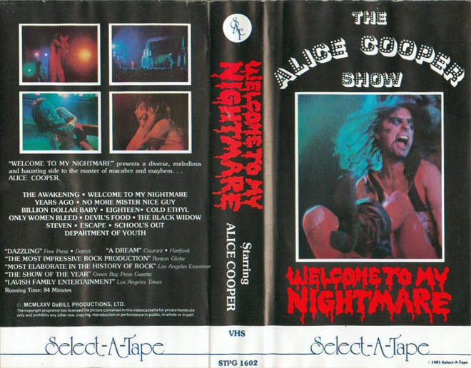 THE ALICE COOPER SHOW : WELCOME TO MY NIGHTMARE VHS COVER, VHS COVERS
