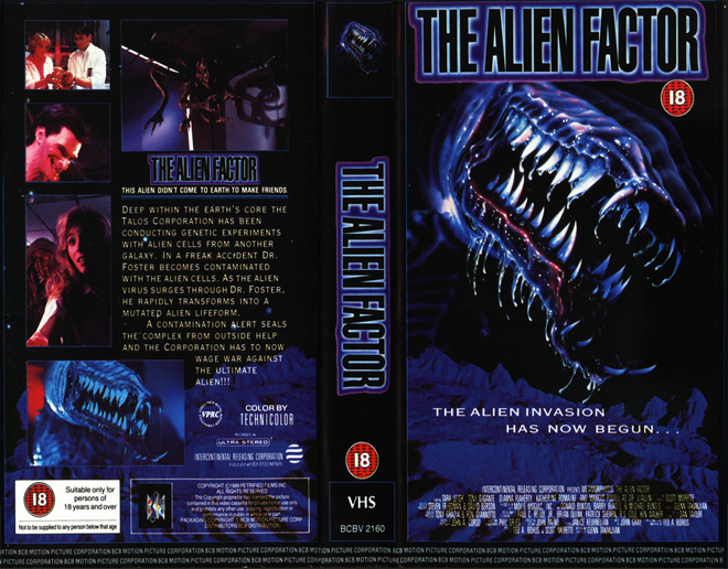 THE ALIEN FACTOR VHS COVER, VHS COVERS