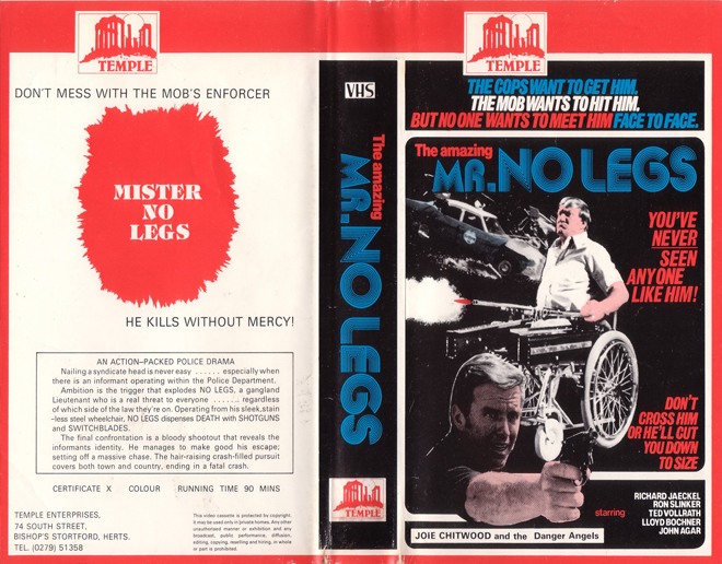 THE AMAZING MR NO LEGS ACTION EXPLOITATION VHS COVER