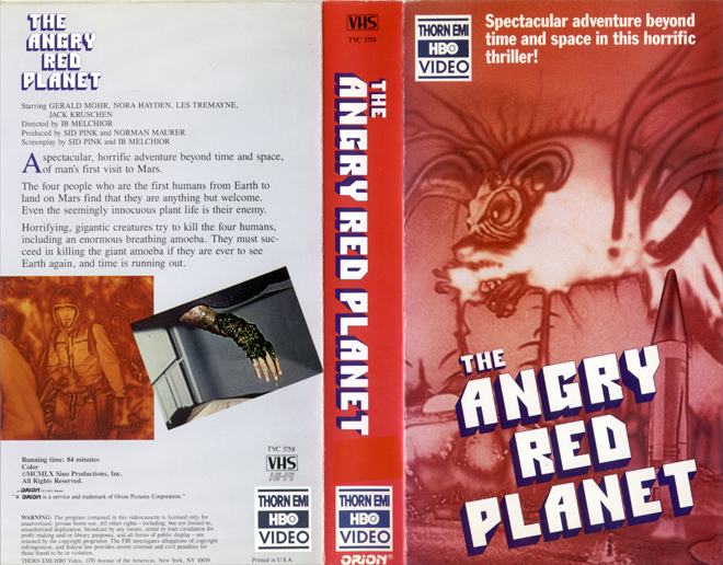 THE ANGRY RED PLANET, VHS COVER, VHS COVERS
