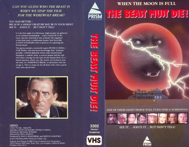 THE BEAST MUST DIE VHS COVER