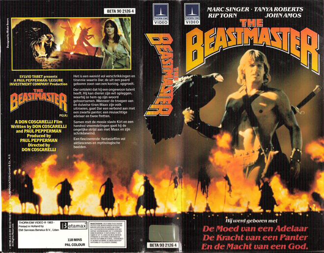 THE BEASTMASTER RIP TORN VHS COVER