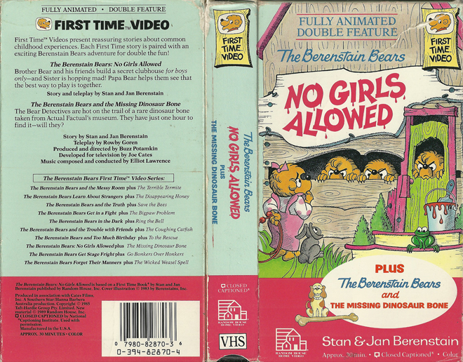 THE BERENSTAIN BEARS : NO GIRLS ALLOWED VHS COVER
