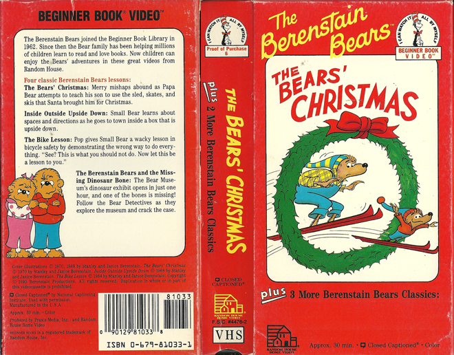 THE BERENSTAIN BEARS : THE BEARS CHRISTMAS VHS COVER