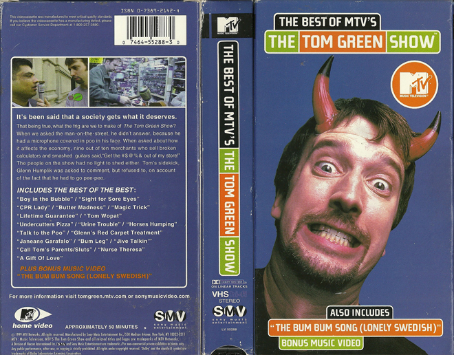 THE BEST OF MTV'S THE TOM GREEN SHOW VHS COVER