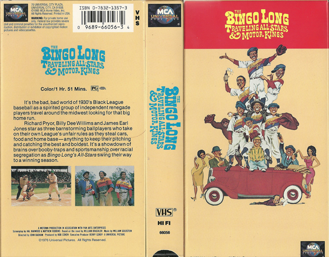 THE BINGO LONG TRAVELING ALL STARS AND MOTOR KINGS VHS COVER