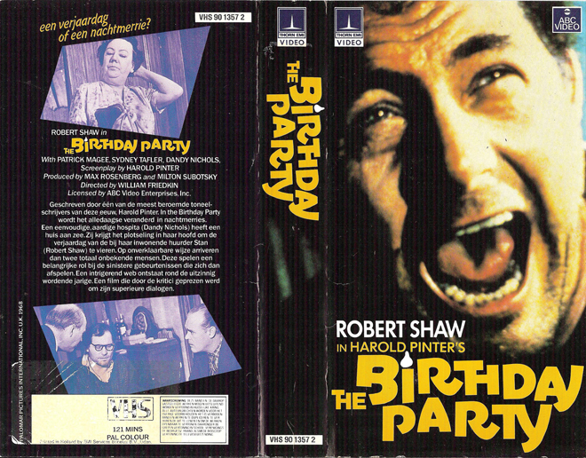 THE BIRTHDAY PARTY, ACTION EXPLOITATION, ACTION, HORROR, SCI-FI, THRILLER, SEX COMEDY,  DRAMA, SEXPLOITATION, VHS COVER, VHS COVERS, DVD COVER, DVD COVERS