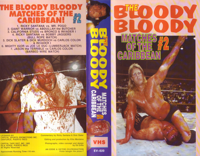 THE BLOODY BLOODY MATCHES OF THE CARIBBEAN NUMBER 2 VHS COVER, VHS COVERS
