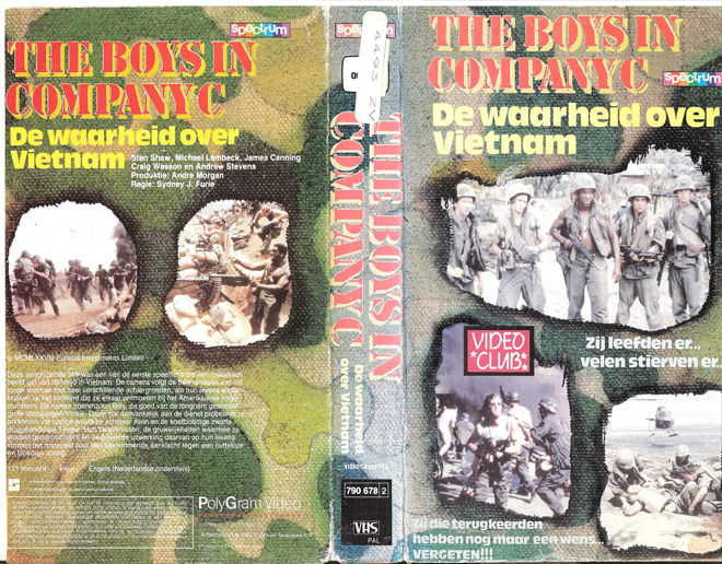 THE BOYS IN COMPANY C, NETHERLANDS, VESTRON VIDEO INTERNATIONAL, BIG BOX, HORROR, ACTION EXPLOITATION, ACTION, HORROR, SCI-FI, MUSIC, THRILLER, SEX COMEDY,  DRAMA, SEXPLOITATION, VHS COVER, VHS COVERS, DVD COVER, DVD COVERS