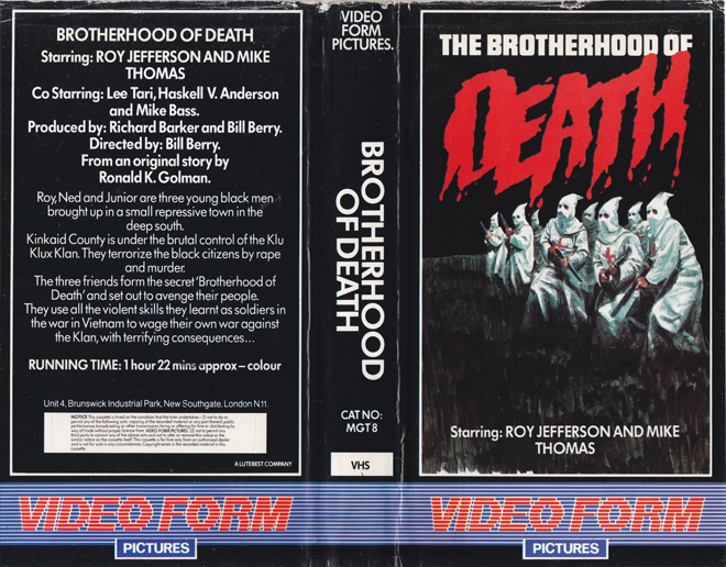 THE BROTHERHOOD OF DEATH VHS COVER , VHS COVERS
