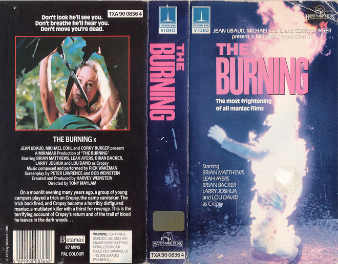 THE BURNING VHS COVER