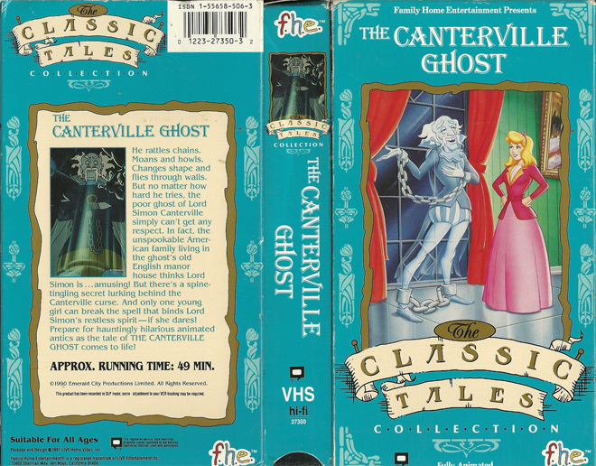 THE CANTERVILLE GHOST FHE THE CLASSIC TALES COLLECTION VHS COVER, VHS COVERS