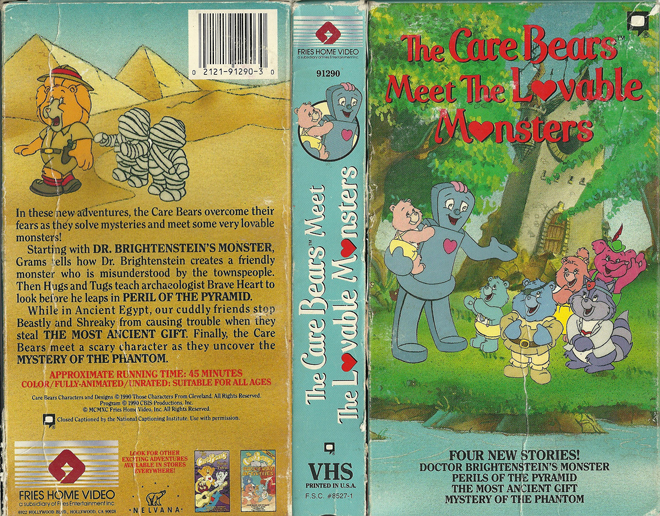 THE CARE BEARS MEET THE LOVABLE MONSTERS VHS COVER, VHS COVERS