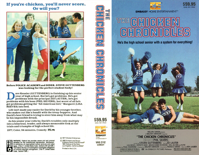 THE CHICKEN CHRONICLES VHS COVER, VHS COVERS