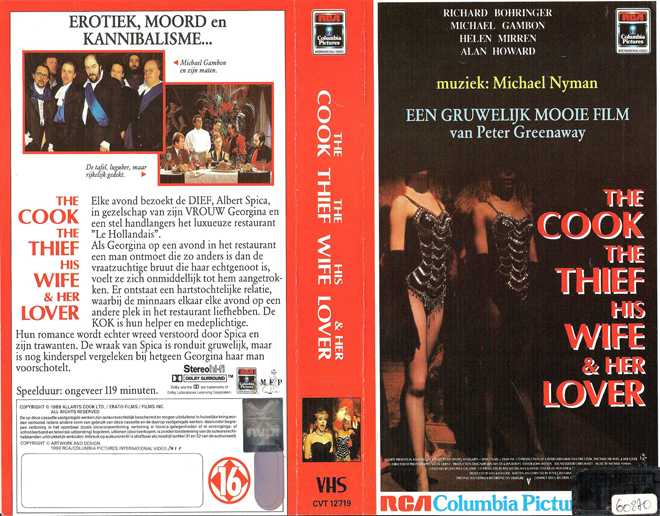 THE COOK THE THIEF HIS WIFE AND HER LOVER VHS COVER, VHS COVERS